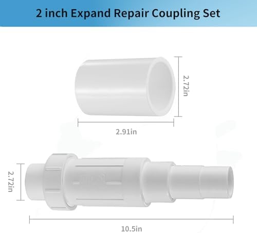 LESSO 2 Inch PVC Pipe Repair Coupling, 2 Sets - Image 2
