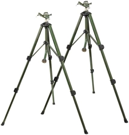 RESTMO 2 Pack Adjustable Full Metal Tripod Sprinklers for Yard Large Area by Restmo