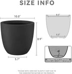 Kante Small Round Bowl Black Concrete Planter 10" Dia, Outdoor - Image 2