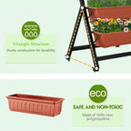 Homdox 5-Tier Elevated Garden Bed- Freestanding Vertical Raised Bed for Gardening, 5 Garden Planter Boxes and 5 Hooks, Perfect to Grow Vegetables Herbs Flowers Indoor(Brick Red) - Image 3