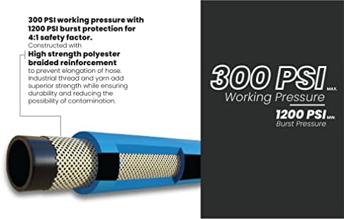 BLUBIRD BB3425 3/4" x 25' Rubber Air Hose, 100% Rubber, Lightest, Strongest, Most Flexible, 300 PSI, 50F to 190F Degrees, Ozone Resistant, High Strength Polyester Braided - Image 5