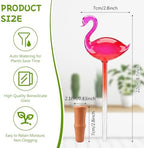6 Pcs Non-Clogging Plant Watering Globes, Slow Release Flamingo Gradient Hot Pink Self Watering Planter Insert, Automatic Glass Waterer Bulbs for Indoor & Outdoor Plants - Image 2
