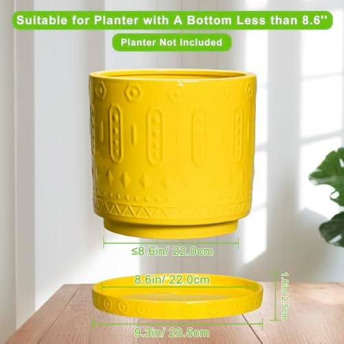 Eightpot Plant Saucers for Indoors, 9.3 Inch Plant Pot Saucers, Plant Drip Trays for Indoor Outdoors, Round Plants Plates to Catch Water, Boho Decorative Plants Dishes to Catch Water, Yellow - Image 2