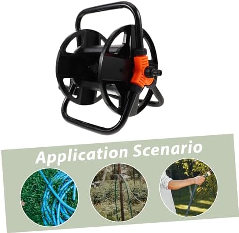 balacoo Pipe Storage Rack Outside Hose Reel Water Hose Roller Wall Mount Reel Watering Cart Floor Standing Reel Holder Reel on Wheels Winding Reel Plastic - Image 2