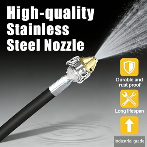 Anrain 3/8" NPT Sewer Jet Nozzle, 70L/min High-Pressure Drain Cleaner with Sharp Tip & Removable Chains, Compatible with 70L/min Pressure Washers for Pipe Blockages (Roots, Deposits) - Image 7