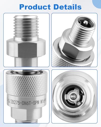 M16-M14 Hydraulic Quick Connect Fittings, 2 Pcs Hydraulic Quick Coupler w/Build-in Plunger, Fit for AGT and Chinese Mini Excavators - 2 Male & Female Hydraulic Hose Fittings - Image 3