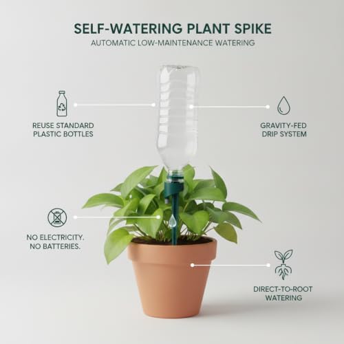 Resin Self-Watering Plant Spike for Standard Plastic Bottles, Gravity-Fed Drip Irrigation Adapter for Indoor & Outdoor Potted Plants, Green - Image 4