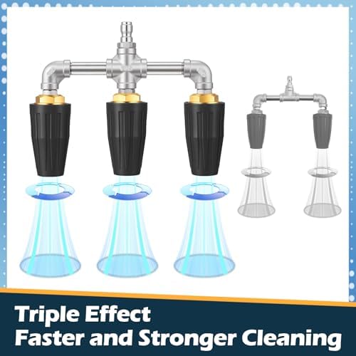 3-in-1 Turbo Nozzle Pressure Washer 4000 PSI 360° Rotating Turbo Nozzle with 1/4" Quick Connector 2.5 Orifice Tips (Black) - Image 4