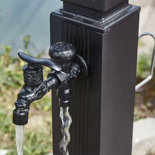 Outdoor Stainless Steel Garden Water Column/Hose Stand with Faucet Antifreeze Anti-Rust Courtyard Water Faucet Pillar Floor Mount Water Tap Columns Stainless Steel Square Vertical Garden Water Column( - Image 5