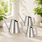 Stainless Steel Watering Can with Long Spout for Houseplants, Brushed Metal Plant Waterer for Balcony and Patio Care - Image 5
