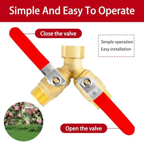 2 Way Hose Bib Splitter Made of Solid Brass with Dual Independent Shut Off Valves 3/4 GHT for Garden Hose Outdoor Faucet Spigot Water Line Diverter and Connector - Image 3