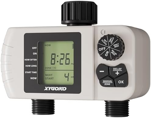 2 Zone Sprinkler Timer, Programmable Digital Water Timer with Rain Delay, Waterproof, Automatic and Manual Irrigation Controller for Garden Hose, Lawn, Yard by Unknown