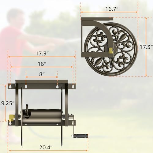 GOFORWILD Wall Mount Garden Hose Reel, Holds 200-Feet of 5/8-Inch Hose - Image 3