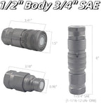 FFH 3/4'' SAE-12 Skid Steer Bobcat Flat Face Hydraulic Quick Connect Couplers Hydraulic Disconnect w/Dust Caps - Image 2
