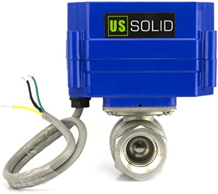 U.S. Solid 1/4 in Motorized Ball Valve NSF Certified 304 Stainless Steel Normally Closed 9-24V DC 5-Wire Full Port IP65 Electric Actuated Valve by USSolid