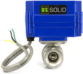 U.S. Solid 1/4 in Motorized Ball Valve NSF Certified 304 Stainless Steel Normally Closed 9-24V DC 5-Wire Full Port IP65 Electric Actuated Valve by USSolid