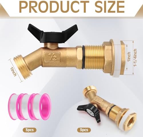 JaGely 3 Sets Brass Rain Barrel Spigot Kit with Heavy Duty Bulkhead Fitting Quarter Turn Ball Valve Rain Barrel Faucet for Aquariums, Water Tanks, Tubs, Pools(Black) - Image 2
