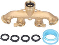 Brass Garden Hose Splitter (4 Way), Solid Connector NPT 3/4，Brass Connector Hose Spigot Adapter 4 Valves with 4 Extra Rubber Washers by Tissting
