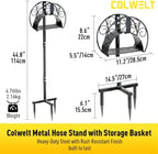Colwelt Garden Hose Holder & 50FT Water Hose 1/2", Freestanding Water Hose Holder, Rustproof Detachable Garden Hose Storage, Water Hose Reel Stand with Storage Basket, Metal Hose Stand for Yard & Lawn - Image 3
