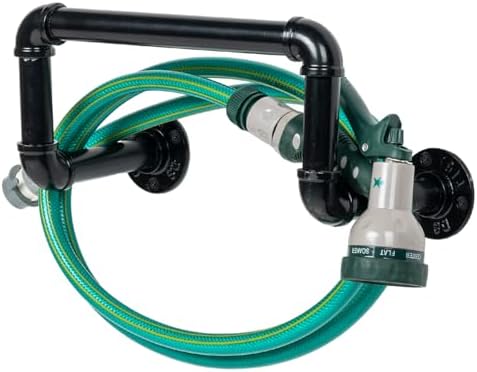 MyGift Wall Mounted Black Metal Garden Hose Holder with Pipe Design - Image 2