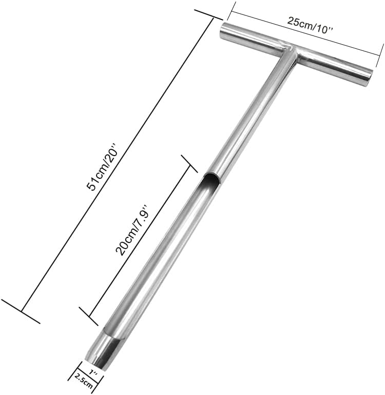 X·CELLENT Soil Probe, Soil Sample Probe 20 Inch with Reusable Soil Sampler Bags,Stainless Steel T-Style Handle Soil Test Kit, for Soil Sampling Plant Care/Agriculture/Garden/Farm(20”S/T-Style） - Image 2