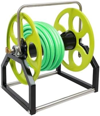 Garden Hose Reel, Portable Metal Hose Reel, Floor Mounted/Wall Mounted, Water Hose Holder for 328.1FT Hose, 0.55" Connection Diameter by Unknown