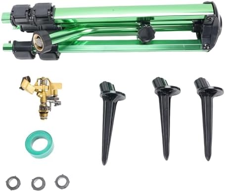 Rengue Heavy Duty Impact Sprinkler on Tripod Base, Brass Rotating Lawn Sprinkler, 360 Degree Adjustable Water with 16-37 Inch Extendable Tripod for Large Area Yard Garden - Image 6