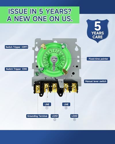 T104M Mechanical Pool Timer Switch Mechanism Only 208–277 V, 40 A, DPST - Image 2