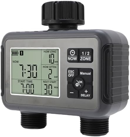 2 Zone Watering Timer with LCD Display, 3/4-1/2 Inch Faucet, Automatic Irrigation Timer for Outdoor Garden and Courtyard - Image 6