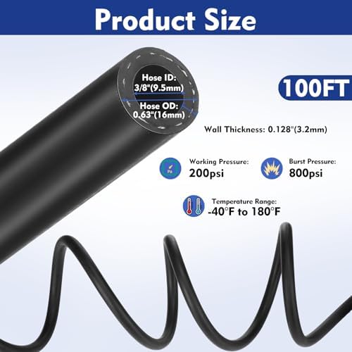 Epdm Garden Rubber Hose 3/8 Inch x 100 ft, Heavy Duty Sprayer Hose - Image 2
