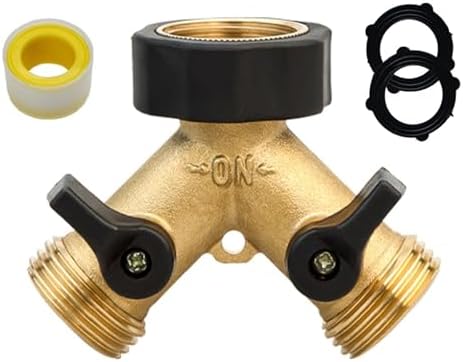 Garden Hose Splitter 4-Ways Heavy Duty Brass Garden Hose Splitter Bibcock Connector Spigot Adapter Tap Faucet Kink Protector ﻿(Y-type-USA) by Unknown