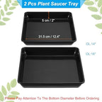 PATIKIL Plant Saucer Tray, 5 Pack 14 Inch Square Plant Saucer Heavy Planter Pot Saucers Large Deep Flower Planter Drip Tray for Indoor Outdoor Plants, Black - Image 2