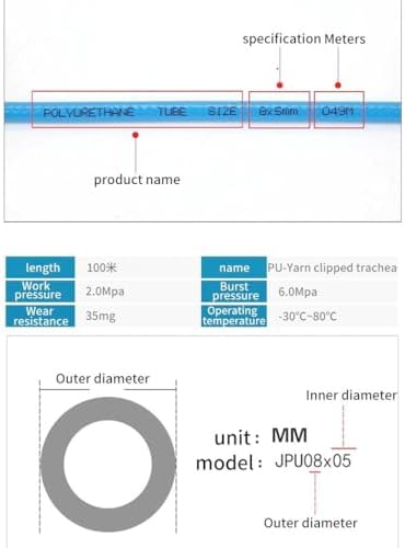 10M PU PVC Hose, High Pressure Explosion-Proof Trachea Compressor Air Pneumatic Clamping Tube Hoses(Size:OD12 x ID8) - Image 2