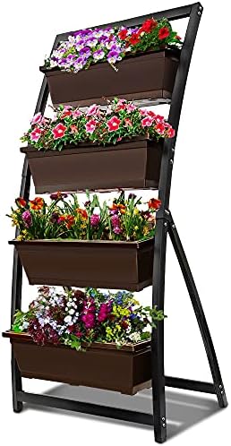 6-Ft Raised Garden Bed - Vertical Garden Freestanding Elevated Planter with 4 Container Boxes - Good for Patio or Balcony Indoor and Outdoor - Perfect to Grow Vegetables Herbs Flowers by OutlandLiving