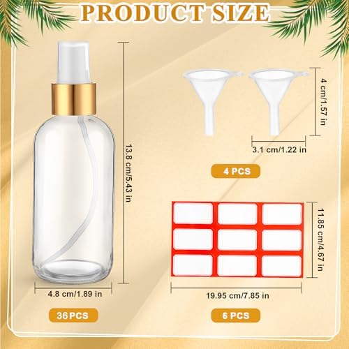 Fumete 36 Pcs 4oz Glass Spray Bottles Fine Mist, Clear, Simple - Image 2