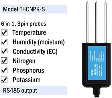 RS485 Output Soil Temperature Humidity Moisture Conductivity EC Nitrogen Phosphorus Potassium Sensor - Image 2