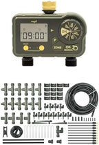 2 Zone Watering Timer with Brass Inlet & 40ft Drip Irrigation System for Raised Garden Beds by Vego