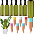SiliFine 6 Sets Plant Watering Devices Include Terracotta Self Watering Spikes and 26 oz Plastic Bottles, Slow Release Vacation Insert Automatic Plant Waterer Device (Green and Mixed Color) by SiliFine