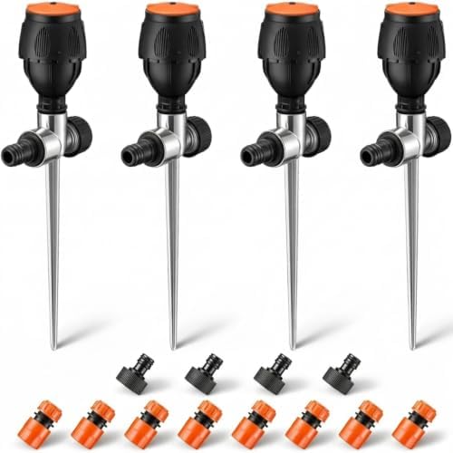 Lawn Sprinkler 4 Pack with Spike Base Connectable 360 Rotary by Unknown