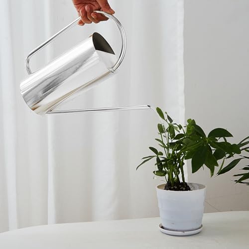 Plant Watering Can,Watering Can for Indoor Outdoor Plants,52.8oz Large Capacity Watering Kettle Stainless Steel Pot Gardening Supplies,Long Spout Watering Can for Indoor Bonsai(Stainless Steel Color) - Image 4