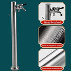 Outdoor Water Column, Stainless Steel Vertical Column Garden Water, Dispenser Hydrant with Faucet Hose Holder, Water Fountain for Parks, Lawns, Restrooms，Round 23.6in/60cm - Image 3
