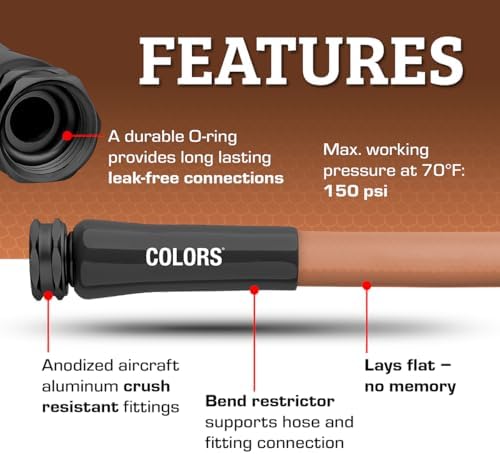 Flexzilla Colors Garden Hose 5/8 in. x 100 ft., Lightweight All-Weather Water Hose, Durable and Flexible, Leak-Free Connections, Red Clay - Image 3
