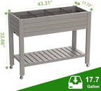 Elevated Resin Raised Garden Bed, 33.7in Height Raised Planter Box with Drainage Holes, Lockable Rotating Wheels & Bottom Storage Shelf, Stake Support, Easy Assembly for Patio Lawn Backyard Balcony - Image 2