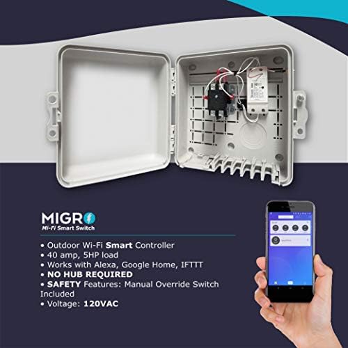 Migro WiFi Pool Pump Timer, Water Heater Timer, Outdoor Switch Timer for Pool Pump Outlet Box, Wireless 50A Resistive 240 Volt Timer 40A 5HP Pump Control, Compatible with Smart Phone. - Image 3