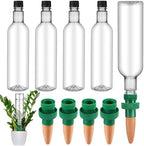SiliFine 8 Set Plant Watering Devices Include Self Watering Spikes and 26 oz Plastic Bottles Plant Waterer Devices with Adjustable Control Valve Switch Indoor Outdoor (Clear) by SiliFine