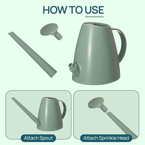 Modern 1.8 Liter Plastic Watering Can with Detachable Spout and Sprinkler Head, Designed for Controlled Pouring and Easy Handling, Light Green - Image 2