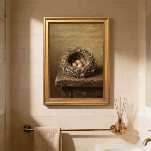Gold Vintage Framed Bird Nest Wall Art, Still Life Nature Print - Image 5