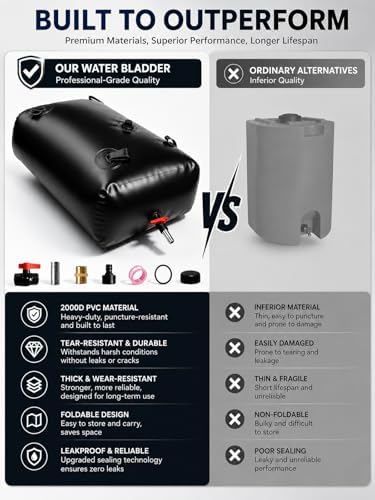87 Gallon Water Bladder Tank, 2000D PVC Portable Water Storage Bag Black - Image 4