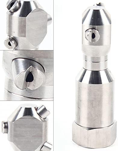 3/4" Portable Rotary Cleaning Nozzle with 3 Jet, Head Internal Thread Washing Nozzle 360° Rotating Stainless Steel Washing Spray Nozzle for Indoor/Outdoor Cleanings (1" Internal Thread) - Image 4