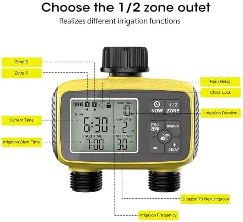1pc Digital Irrigation Water Timer Automatic Garden Flower Watering System 2 Zone Programmable Irrigation Control Sprinkler - Image 3